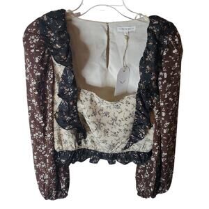 Free the Roses Colorblock Boho Crop Top, NWT, Small